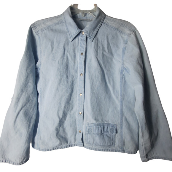 Chicos Design Light Wash Denim Jacket - Picture 1 of 11